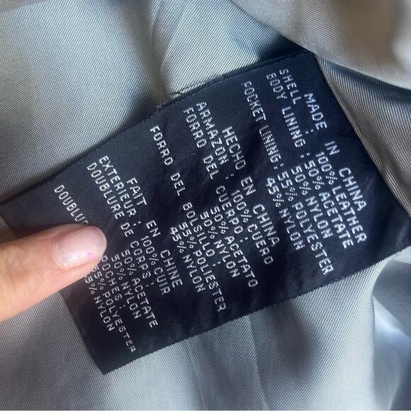 Vtg Double Breasted Classic Minimalist Capsule Soft Leather Coat Womens Size L - Picture 7 of 8